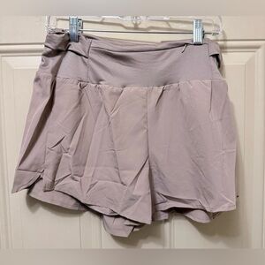 JWD Lined Athletic Shorts in Mocha Knit Zippered Waistband Compartment Size Lg